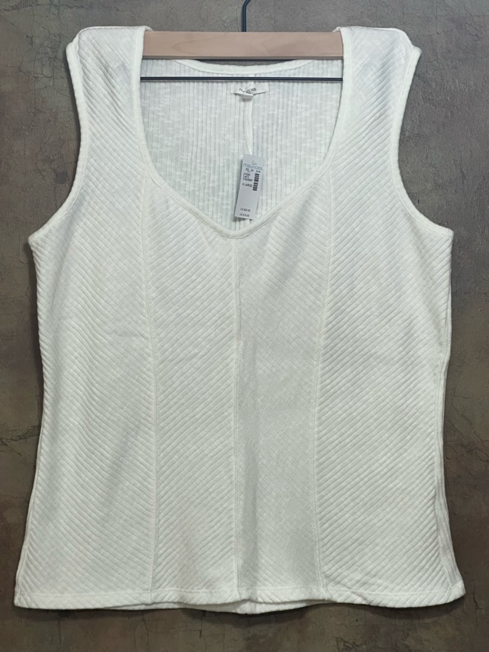 Maurices White V-Neck Ribbed Knit Tank